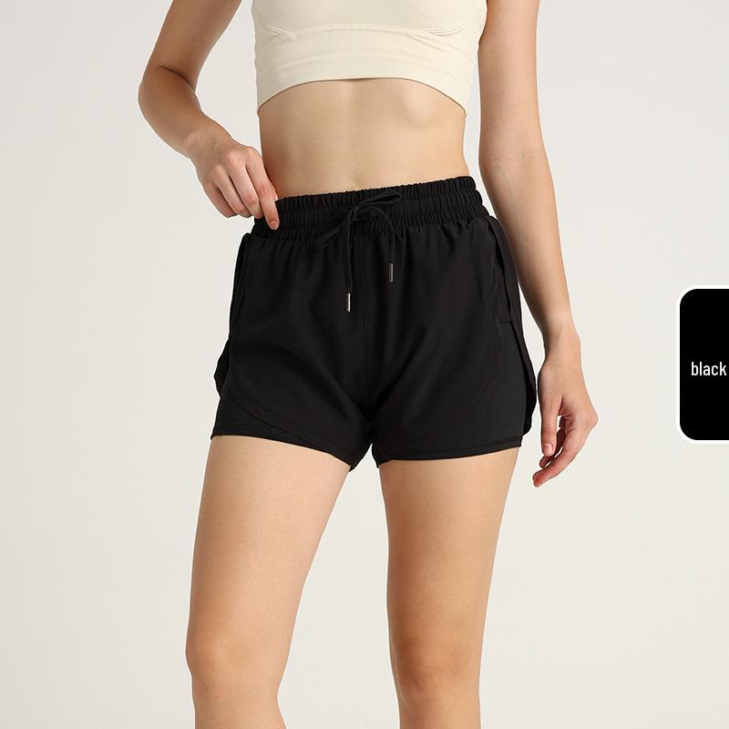 Women's Quick-Dry High-Waisted Sports Shorts - Two-Piece Anti-Exposure Running Fitness Shorts