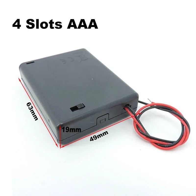 5pcs 2/3/4 Slot AA AAA Battery Holder 1.5V/3V/4.5V/6V AA Battery Box with Leads Wires ON/Off Switch Screw Cap Case Back Cover