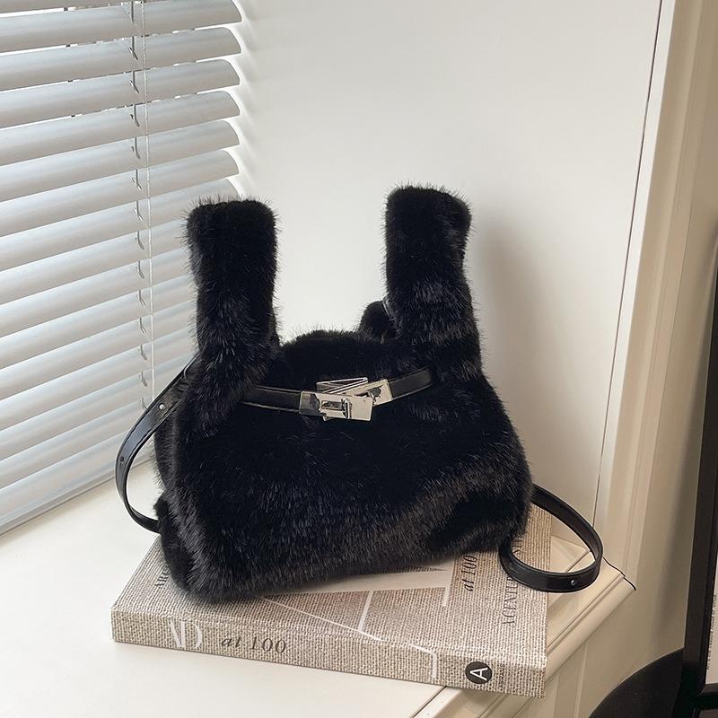 

New fashion plush women s bag cute casual solid color bag student bag women s crossbody handbag bag