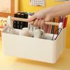 Practical Storage Box with Wooden Handle Multi Compartment Table Storage Box for Sorting Stationery Notebooks Folders