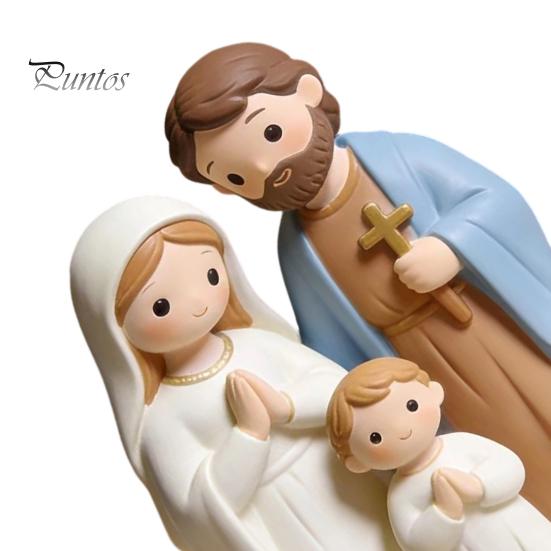 Nativity Scene Ornaments Christmas Figurine, Cartoon Manger Baby Jesus Resin Craft Desktop Statues for Home, Creative Indoor Holiday Tabletop