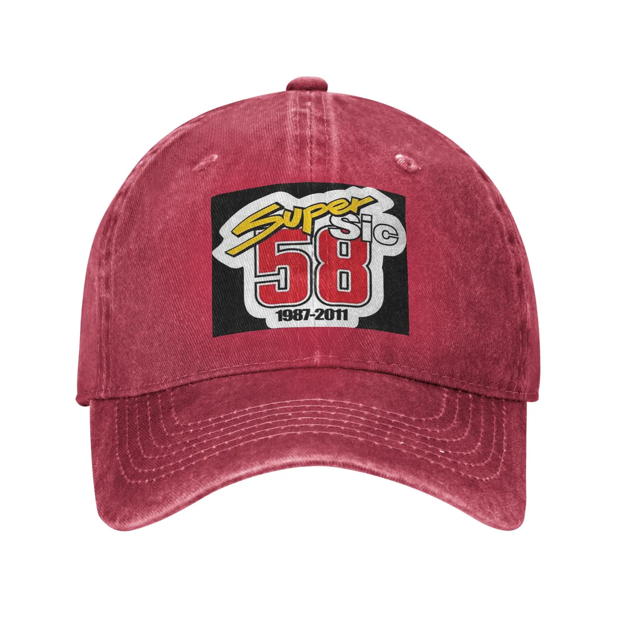 Marco Simoncelli Super Sic Washed Denim Cap Casual Baseball Caps Adjustable Hat Summer Unisex Baseball Hats One Size
