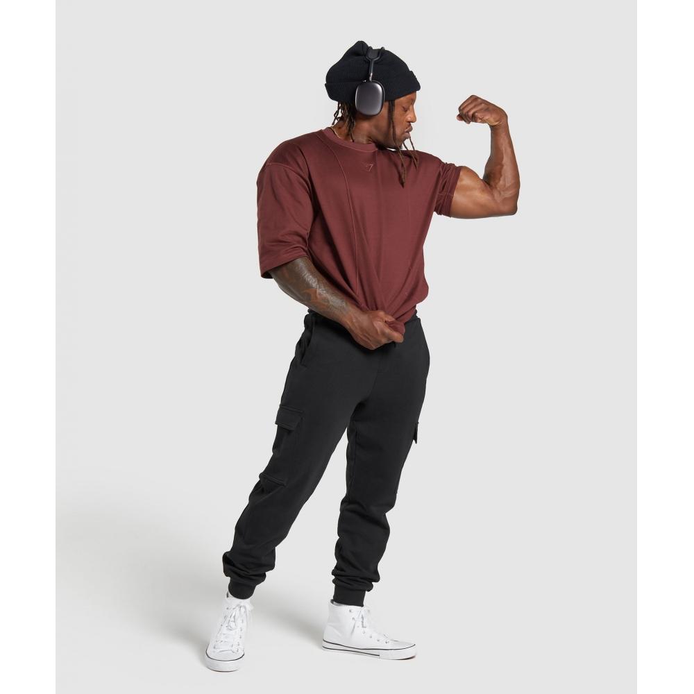 Gymshark Prémiové tričko LifTing Bordově hnědé A5a5s Rbqv