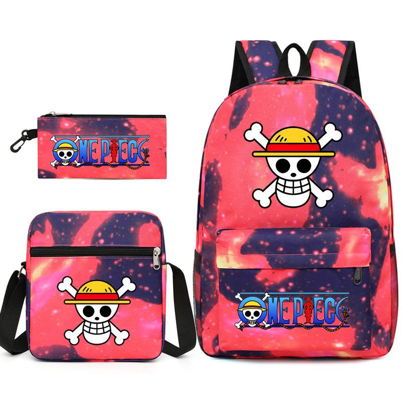 One Piece Large-capacity Student Backpack Three-piece Set 7526