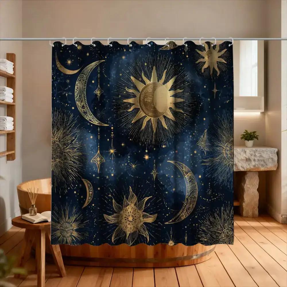 

1Pc Bathroom Shower Curtain, Night Creatures, Star Festival Shower Curtain, Includes 12 Hooks, 70.87*70.87Inch Bathroom Curtain W60H190(CM)-1 Pcs