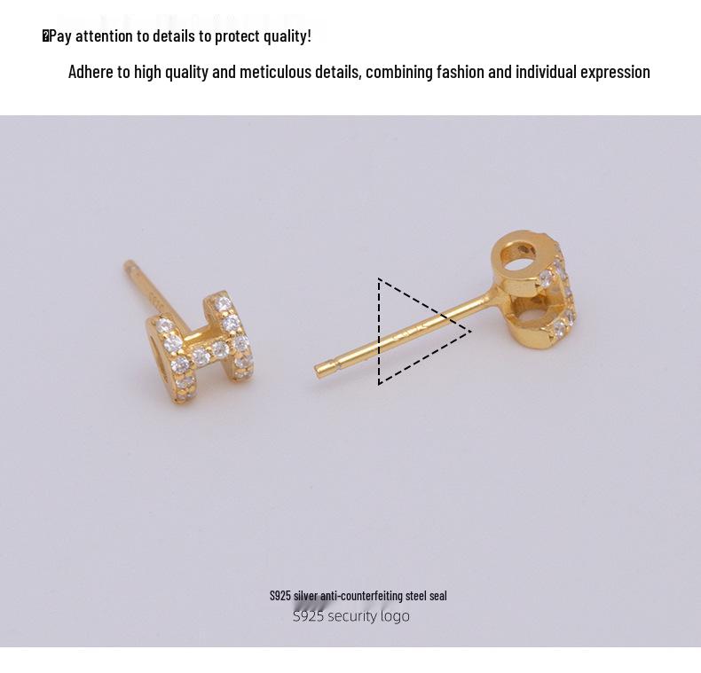 Banyan Tree S925 Silver 'H' Diamond Earrings for Women - Elegant and Versatile for Daily Wear.