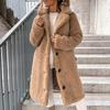 Women Trench Coat Plush Thicken Overcoat Autumn Winter Single-breasted Teddy Jacket Long