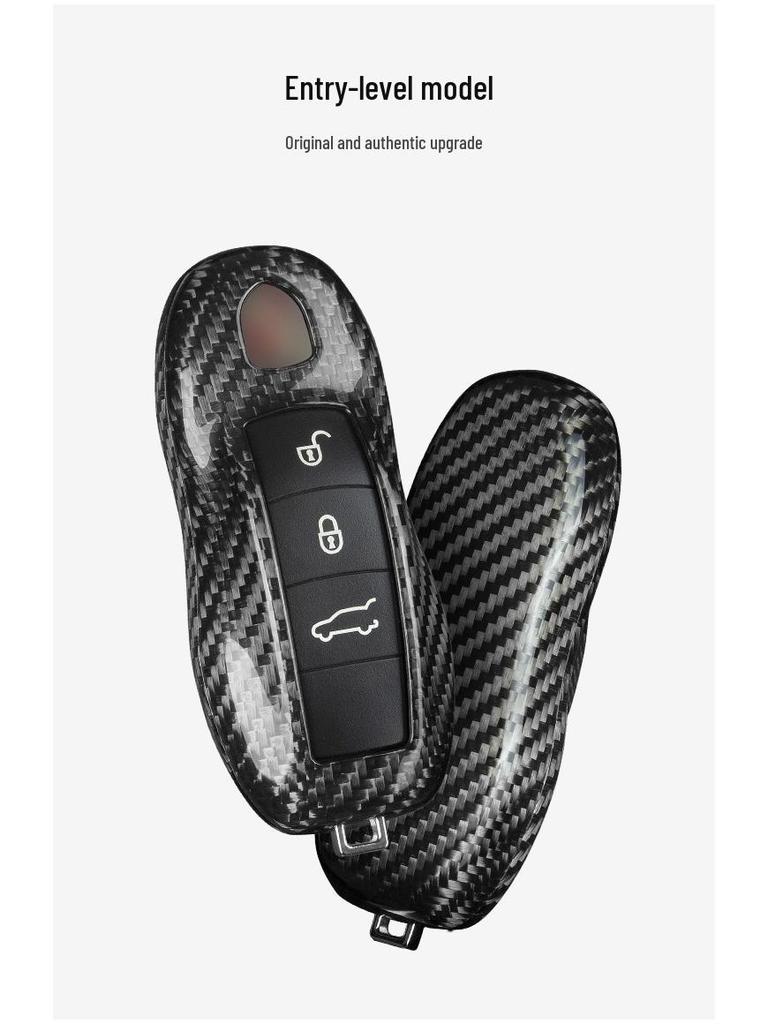 Porsche Carbon Fiber Leichte Schlüsselhülle für Cayenne, Panamera, Macan, 911 - Ersatzhülle mit Schnallenverschluss