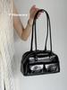 Korean Retro Large-Capacity Bowling Handbag with Small Pocket Design for Women