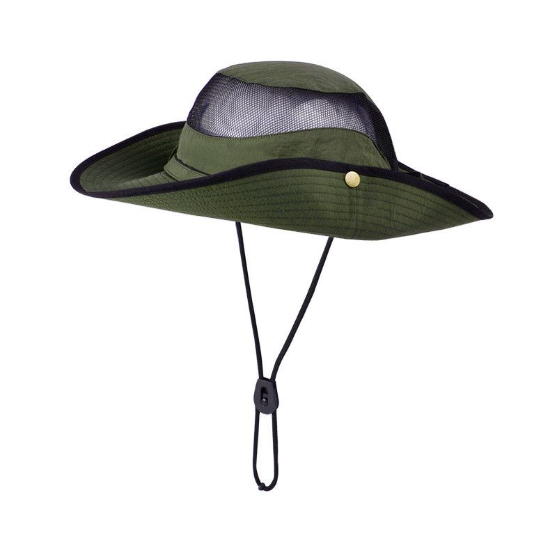 

Spring and Summer Boy and Girl Sunshade Hat Big Brim Outdoor Mountaineering Fishing Sun Protection Hat Quick-Drying Waterproof Breathable Bucket Hat 8810-Army Green