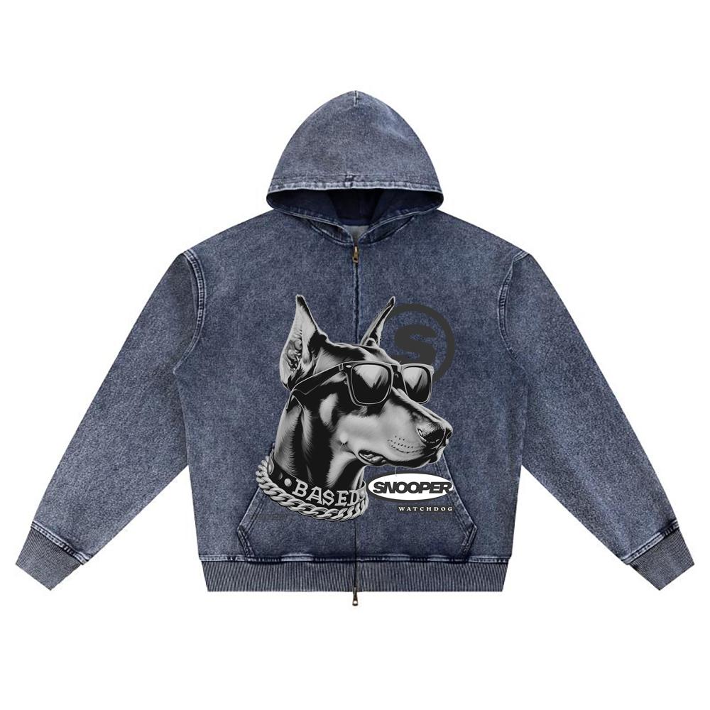 

Худи из вязаного денима на молнии с принтом DTG, уличная одежда, графический принт Brother, худи на молнии XL темно-синий