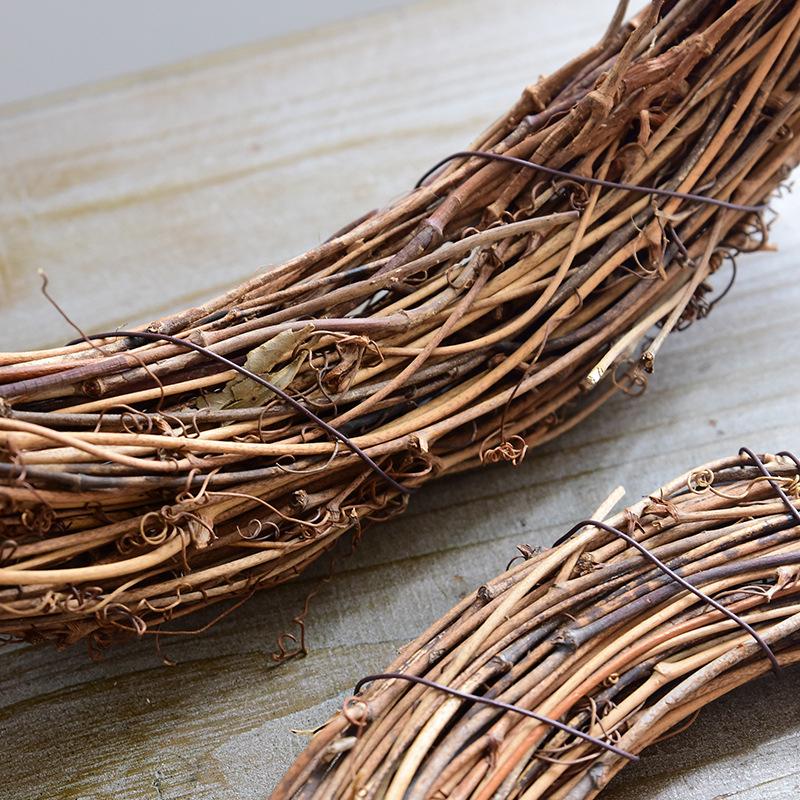 40cm Kulatý Přírodní Ratanový Věnec Vánoční Girlanda Závěsná Ozdoba DIY Věnec na Dveře Zeď Svatba Dekorace Domov Vánoční Párty Dekor