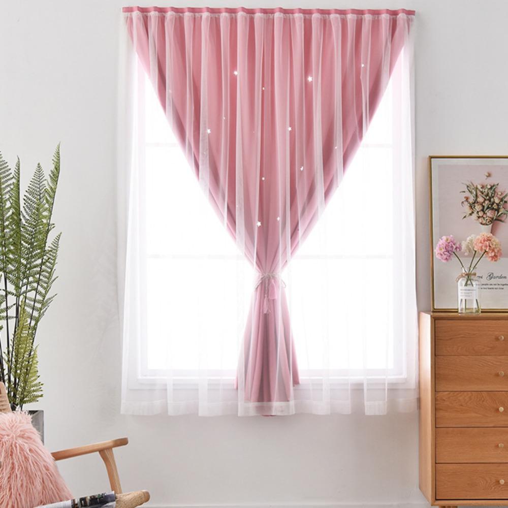 1 Pc Non-perforated Hollow Star Curtain Self-Adhesive Bedrroom Curtain Living Room Decoration
