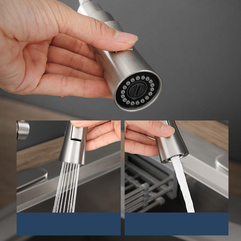 Pull Down Kitchen Sink Faucet 304 Stainless Steel Hot And Cold Mixer Tap Single Handle Double Function Water Kitchen Faucet