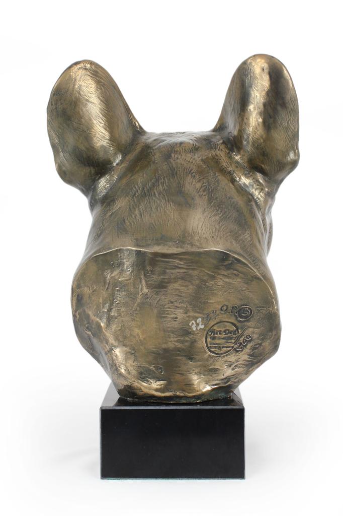 French Bulldog, Frenchie - dog bust, large statue, dog's head on stone base, decoration for office by Art-Dog brand