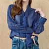 Gobo Check Tie Ribbon Chiffon Blouse Zd09qb600on