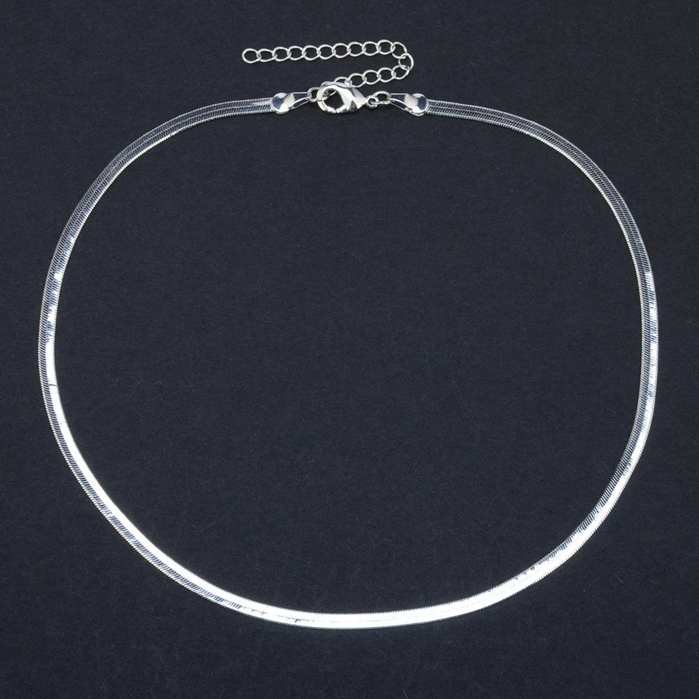 Punk mode plat serpent chaîne colliers ras du cou femme couleur or en acier inoxydable cou chaînes pour femmes collier bijoux cadeau