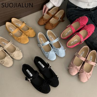 Mode SUOJIALUN 2025 Nouvelle Marque Femmes Chaussures Plates Mode Bout Rond Dames Élégantes Dames Chaussures Mary Jane Talon Plat Souple Robe Chaussure Bateau