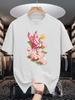 East Asian Art Print Unisexs Crew Neck T Shirt Red Crane Lotus Moon Retro Graphic Short Sleeve Casual Cotton Aesthetic Street Tees