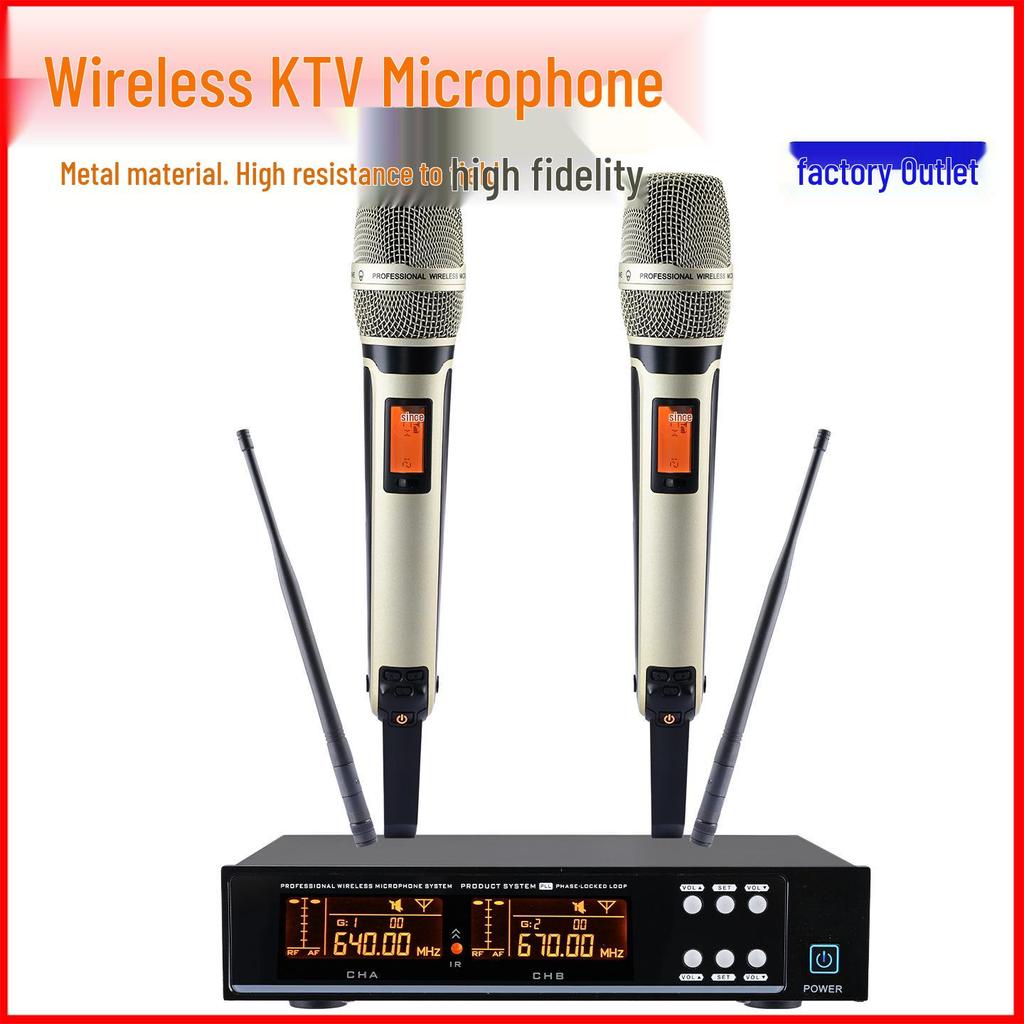 Dual Wireless Microphone Set for Meetings, KTV, and Home Singing