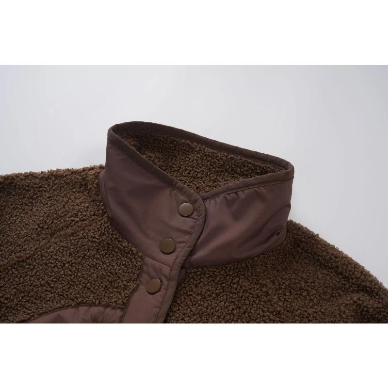 Button Down Fleece Jacket Women's Winter Warm Coat Casual Outwear Jacket Pockets Streetwear Outwear