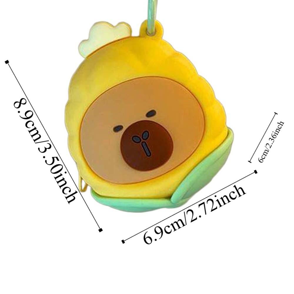 Cartoon Hanging Rope Storage Bag Creative Round Silicone Coin Purse Keychain Earphone Bag  Car Key
