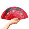Women Vintage Spanish Folding Fan Double-Side Flower Painting Gypsy Wooden Hand Fan for Dance Festival Decoration