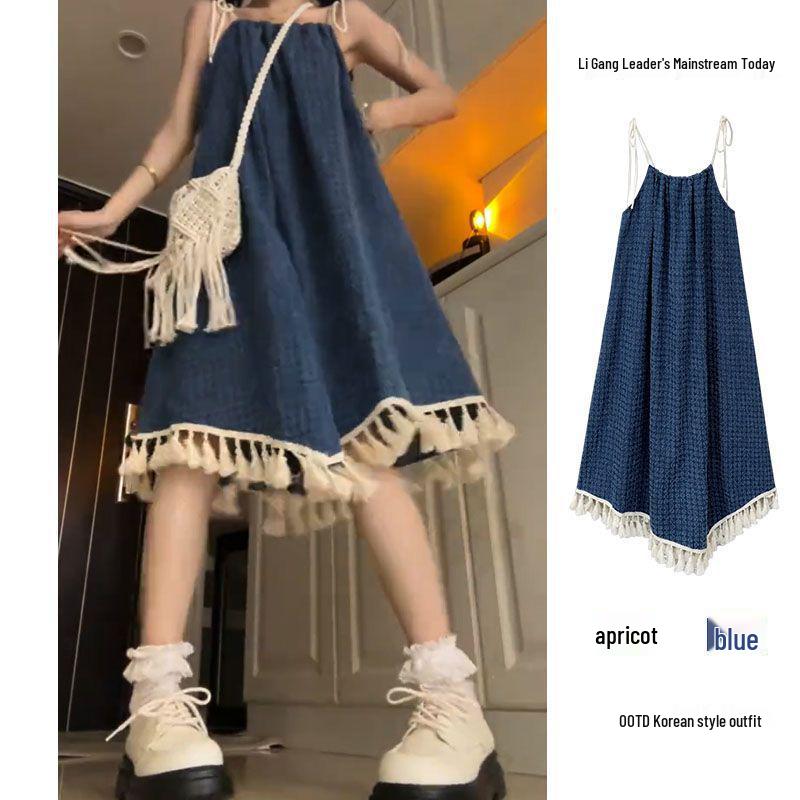 

Women s Petite Irregular Tassel Denim Slip Dress – Spring/Summer 2026 Collection S