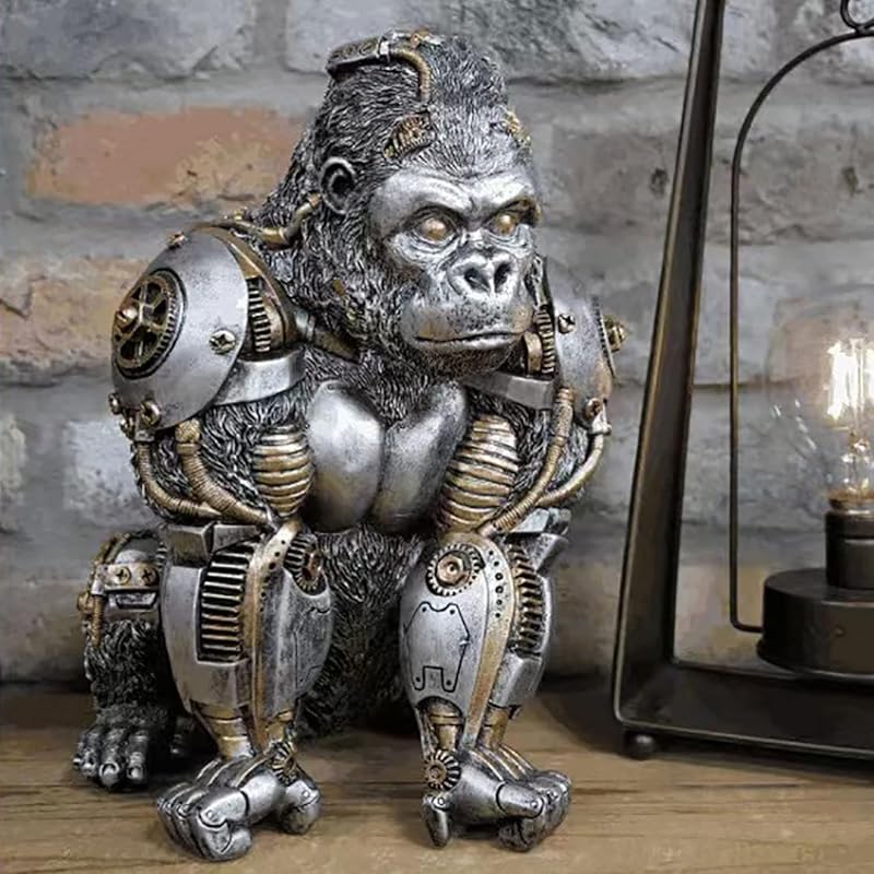 Dachshund Statue and Carved Sculpture Mechanical Punk Style Dachshund Statue Animal Statue Steampunk Modern Home Decor Resin Statue for Coffee Table,