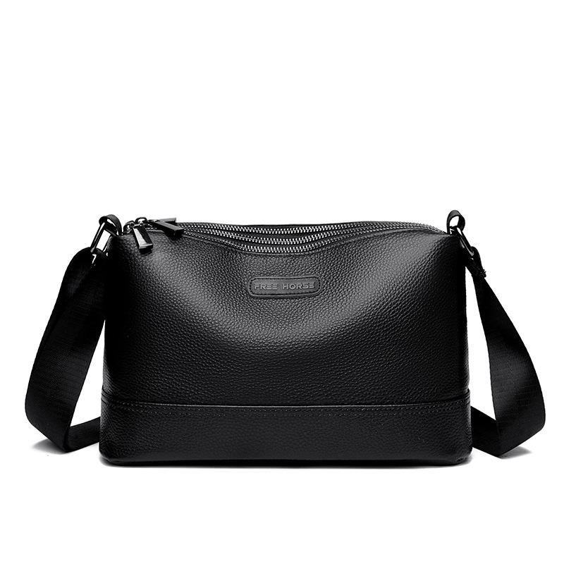 Fashion leather shoulder bag men's multi-compartment large capacity first layer cowhide messenger bag trendy versatile small backpack