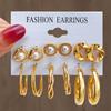 6Pairs Boho Big Circle Hoop Earring Set for Women, Gold Color Bohemia Vintage Pearl Earring Jewelry Gifts