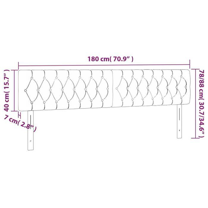 VidaXL Tête de Lit à LED Meuble de Chambre à Coucher Accessoire de Lit Double Tête de Cadre de Lit Intérieur Gris Foncé 3122009