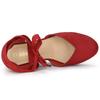 Allegra K Women's Red Wedge Sole Lace-Up Sandals with Espadrilles and Platform Wedge Heels, Size 23.0cm