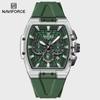 Men Watches Multifunctional Chronograph Wristwatches Luminous Hands Waterproof Silicone Strap Watch Square Dial