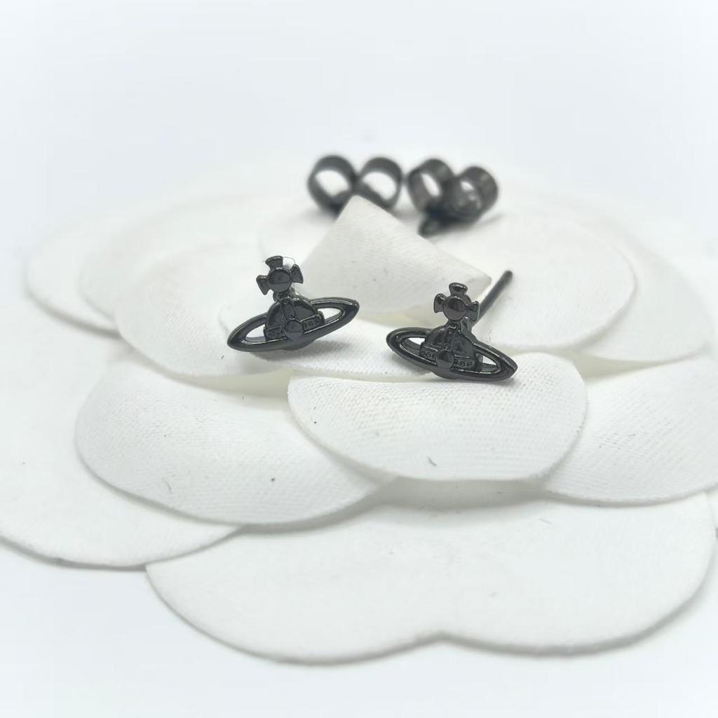 Empress Dowager Cixi Glossy Saturn Mini Stud Earrings: Elegant, Simple Design for Women