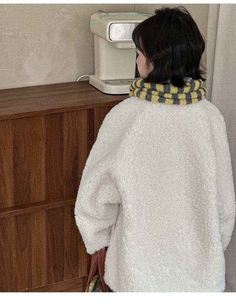 2025 Children's Faux Fur Lambswool Coat - Korean Style Thickened Loose Fit Shearling Overcoat for Girls