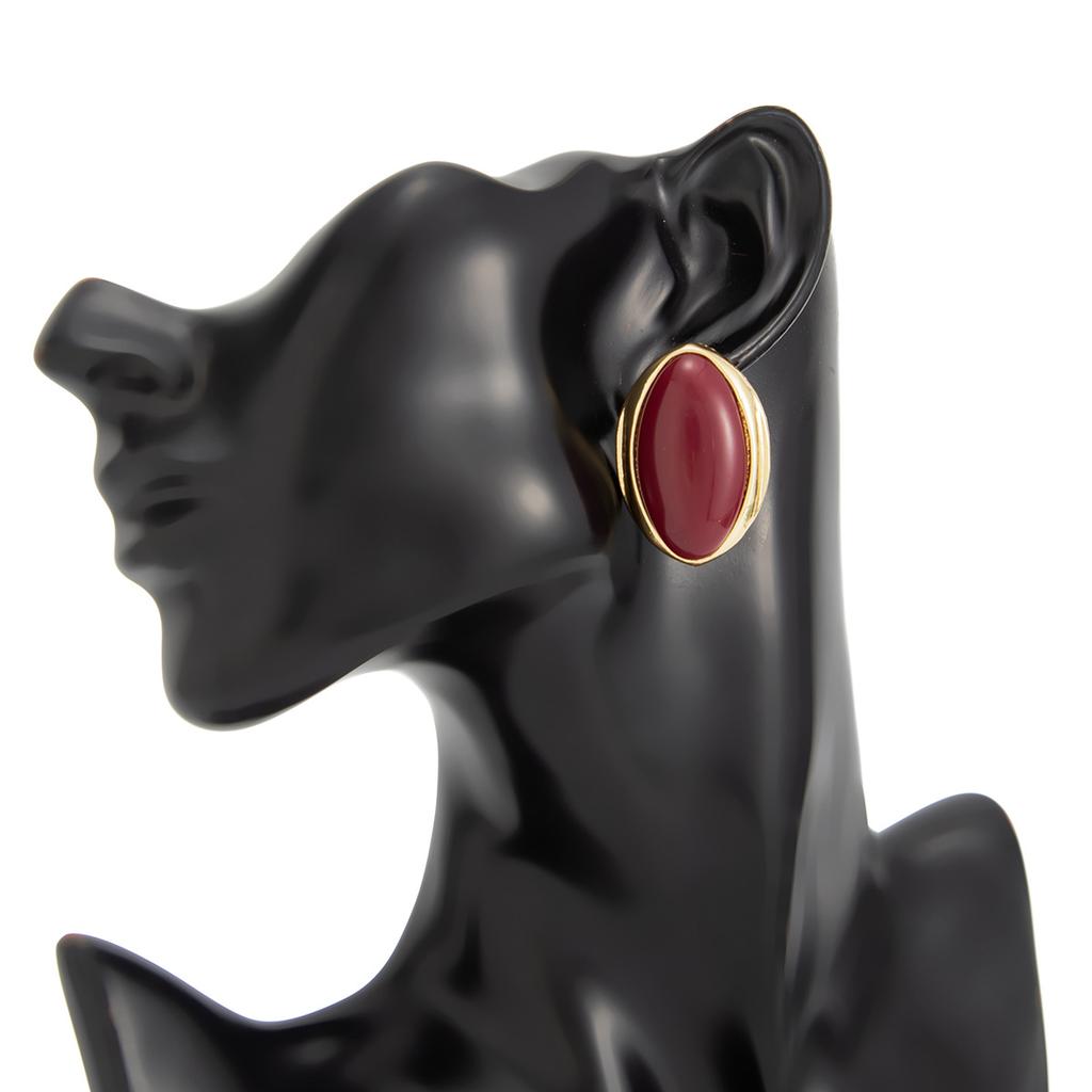 1 Paar Retro Harz Acryl Oval Ohrstecker für Damen Trendige Goldfarbe Geometrische Ohrringe Modeschmuck Accessoires