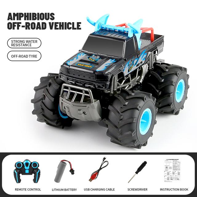 

Новый 2,4G амфибия, полноприводный гоночный автомобиль для дрифта, длительный срок службы батареи, трюк, водонепроницаемый двусторонний автомобиль, детская игрушка синий
