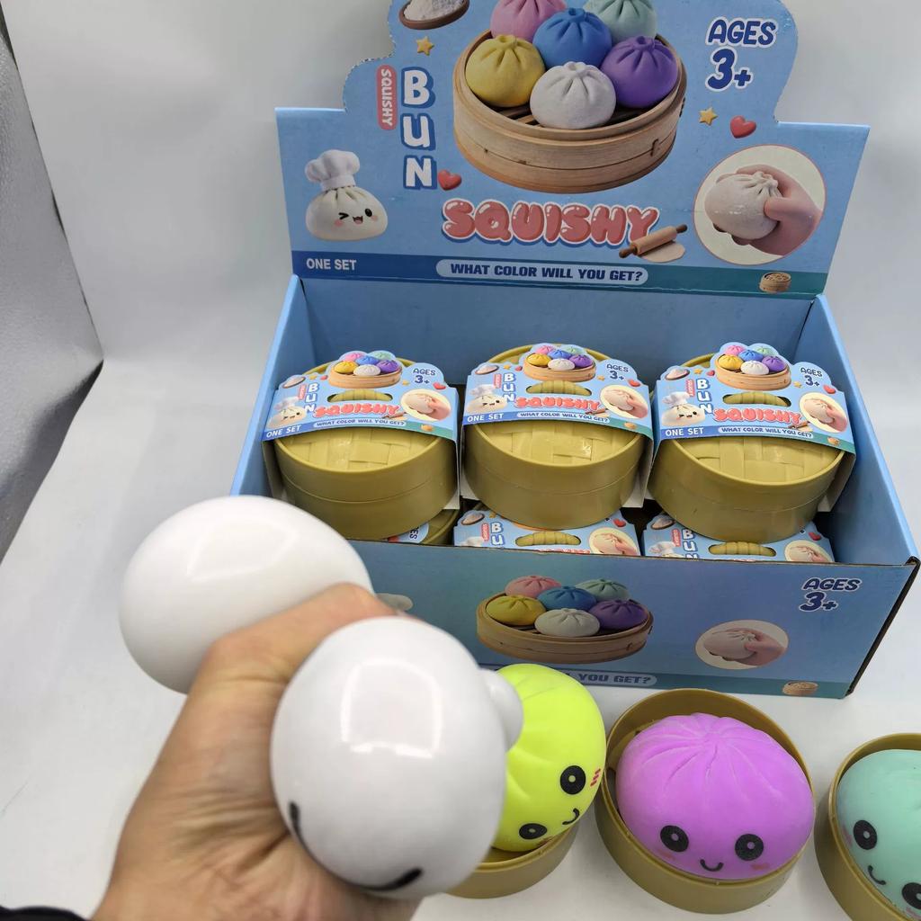 Kids  Childrens Stress Relief Steamed Bun Toy Portable Travel Slow Rising Smiling Bun Sensory Toy Adults Soft Stress Toy