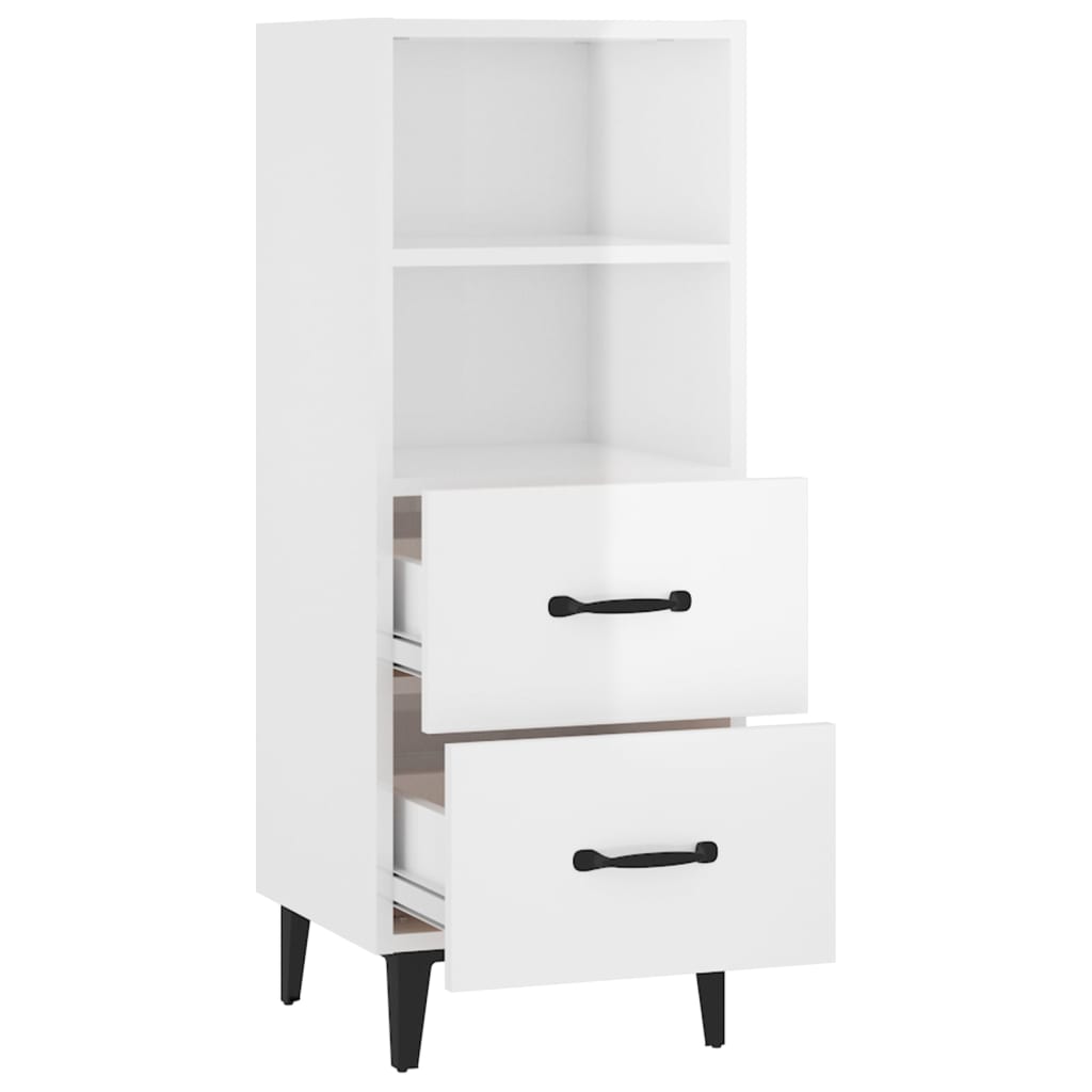 Sideboard High Gloss White 34.5 x 34 x 90 cm Engineered Wood