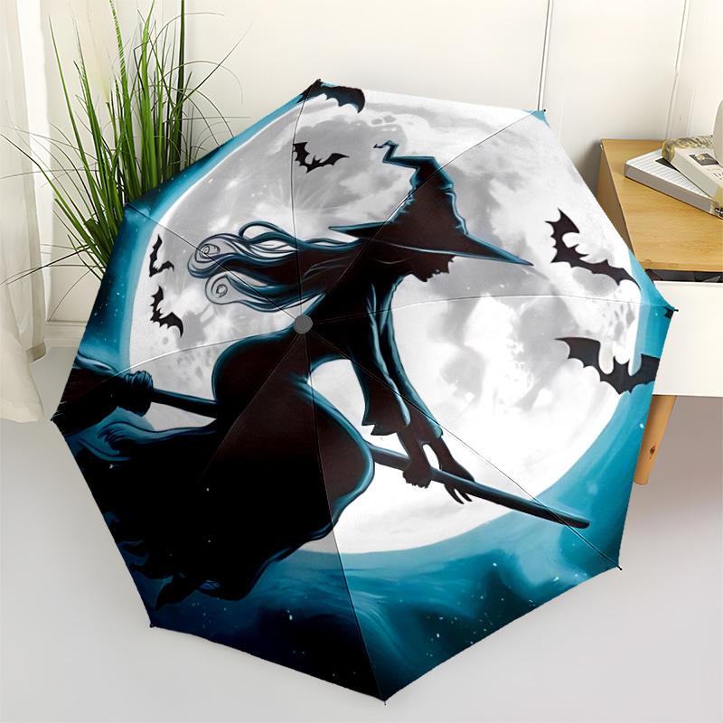 1pc Witch Moon Automatic Open/Close Umbrella, Windproof, Folding Compact Umbrella with Lightweight Design for Women/Men020