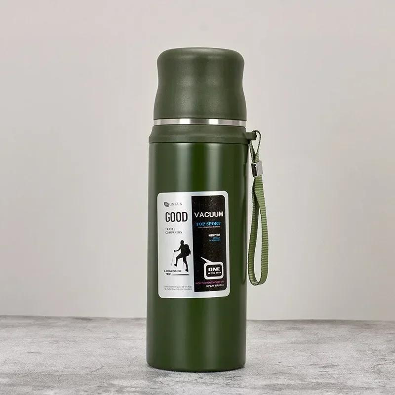 600/800/1000ml Thermos Bottle Stainless Steel Water Bottle with Lid Outdoor Travel Portable Thermal Cup Leakproof Water Cup