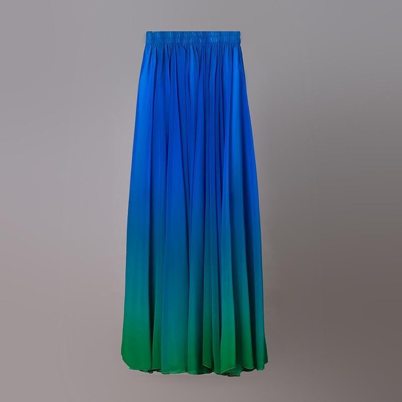 Flowing Long Skirt Gradient Belly Dance Skirt Women Classical Dance Performance Costume Sun Skirt