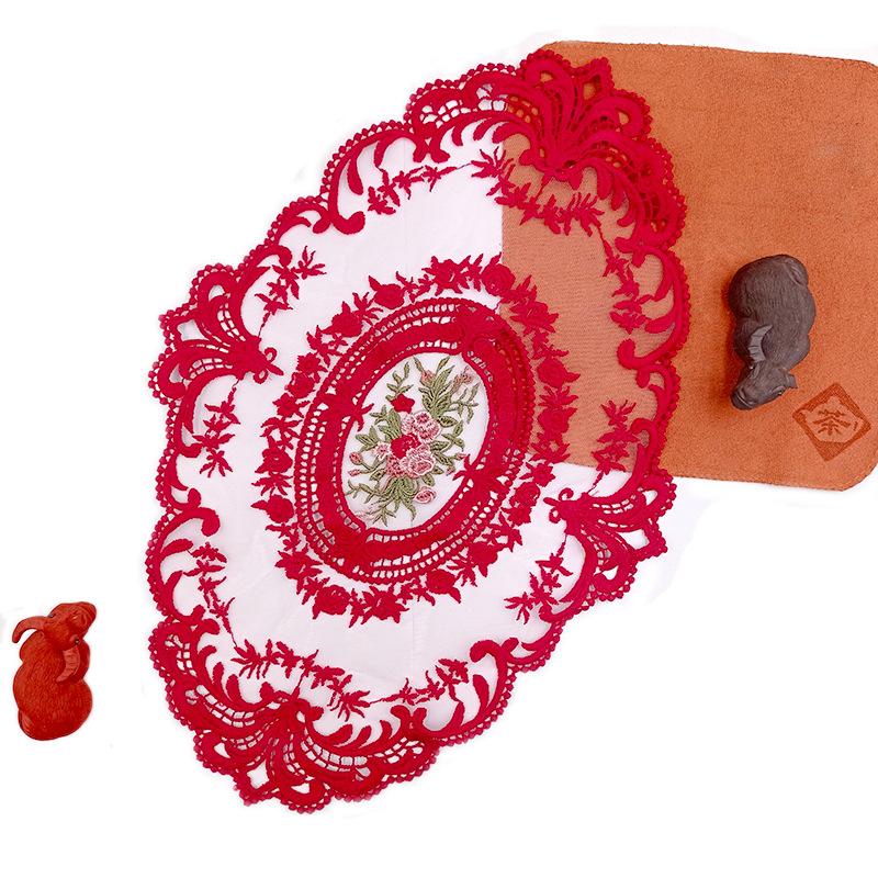 

Lace Embroidery Cloth Sheet Water-Soluble Flower Table Cloth Tablecloth European Fabric Coffee Table Oval Throw Pillow Cushion Embroidery 42 * 28CM (elliptical) красный