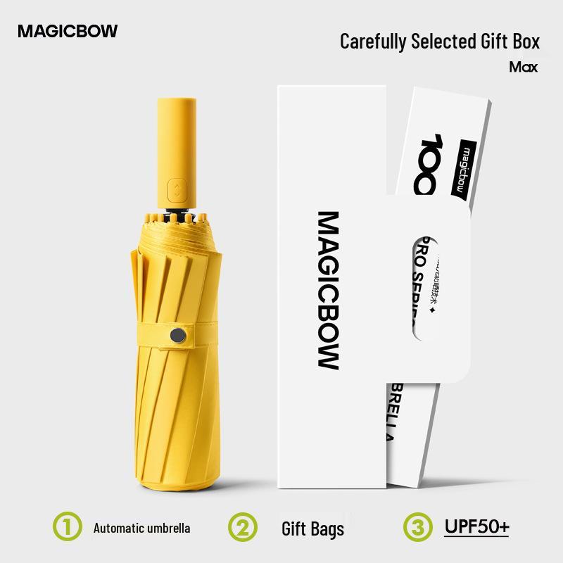 

72 Ribs Color Block Automatic Folding Umbrella: Dual-Use for Women & Men, Rain or Shine, with Sunscreen Sunshade. Gift Box Set - Automatic Umbrella Series