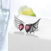 Gothic Punk Red Zircon Wing Earrings for Women Feather Angel Devil Ear Studs Unique Graduation Nightclub Look