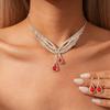 Two-piece Set of Diamond-encrusted Water Drop Pendant, Collarbone Chain, Temperament, Fashionable Neck Chain, Light Luxury Necklace.