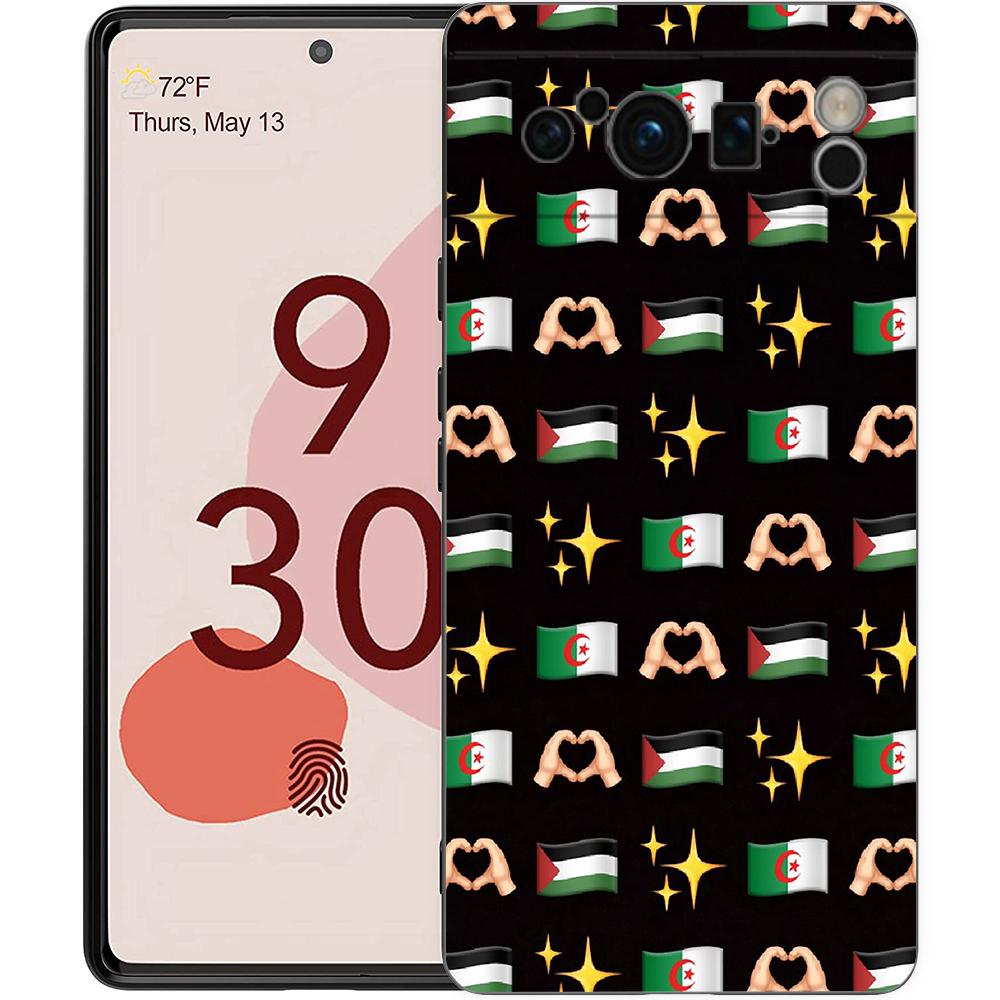 Phone Case For Google Pixel 8 A 7 6 Pro 6A 5G Black Soft Shockproof Back Cover Silicone TPU Shell Coque Algeria Flag