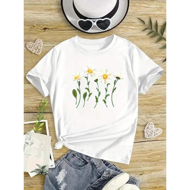 European sizes Girls Short-Sleeve T-Shirt with a Round Neck 110