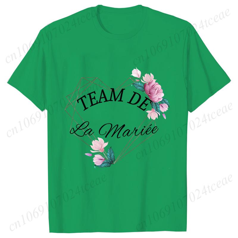 French Team Bride Squad T-shirt Flower Graphic Bridal Shower Wedding Tops Women Bachelorette EVJF Party Blouses Bridesmaid Tees